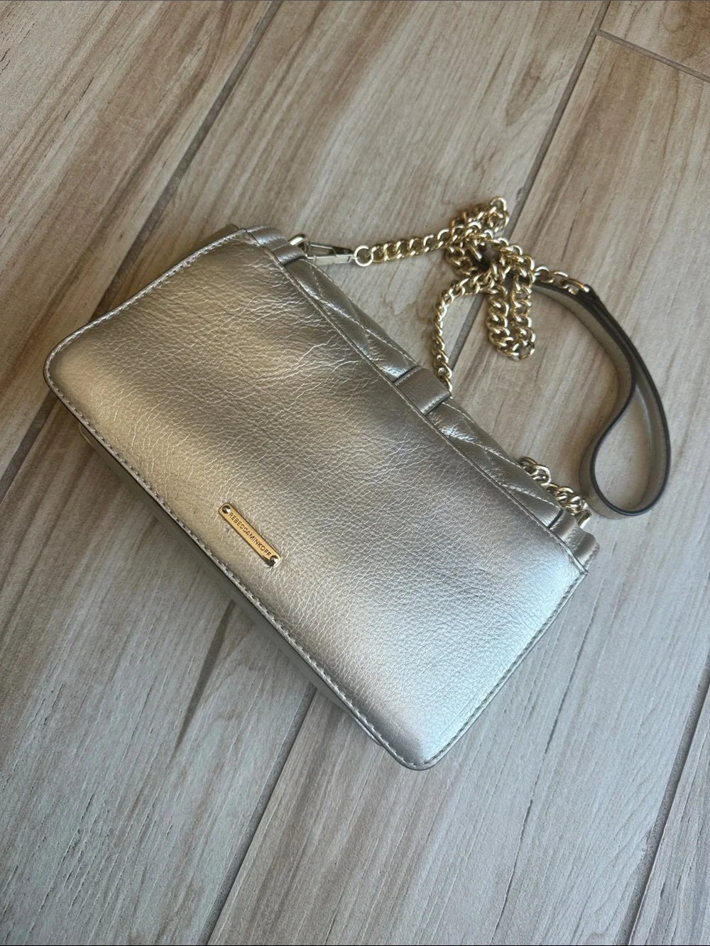 Rebecca Minkoff Quilted Metallic Gold Chain Crossbody